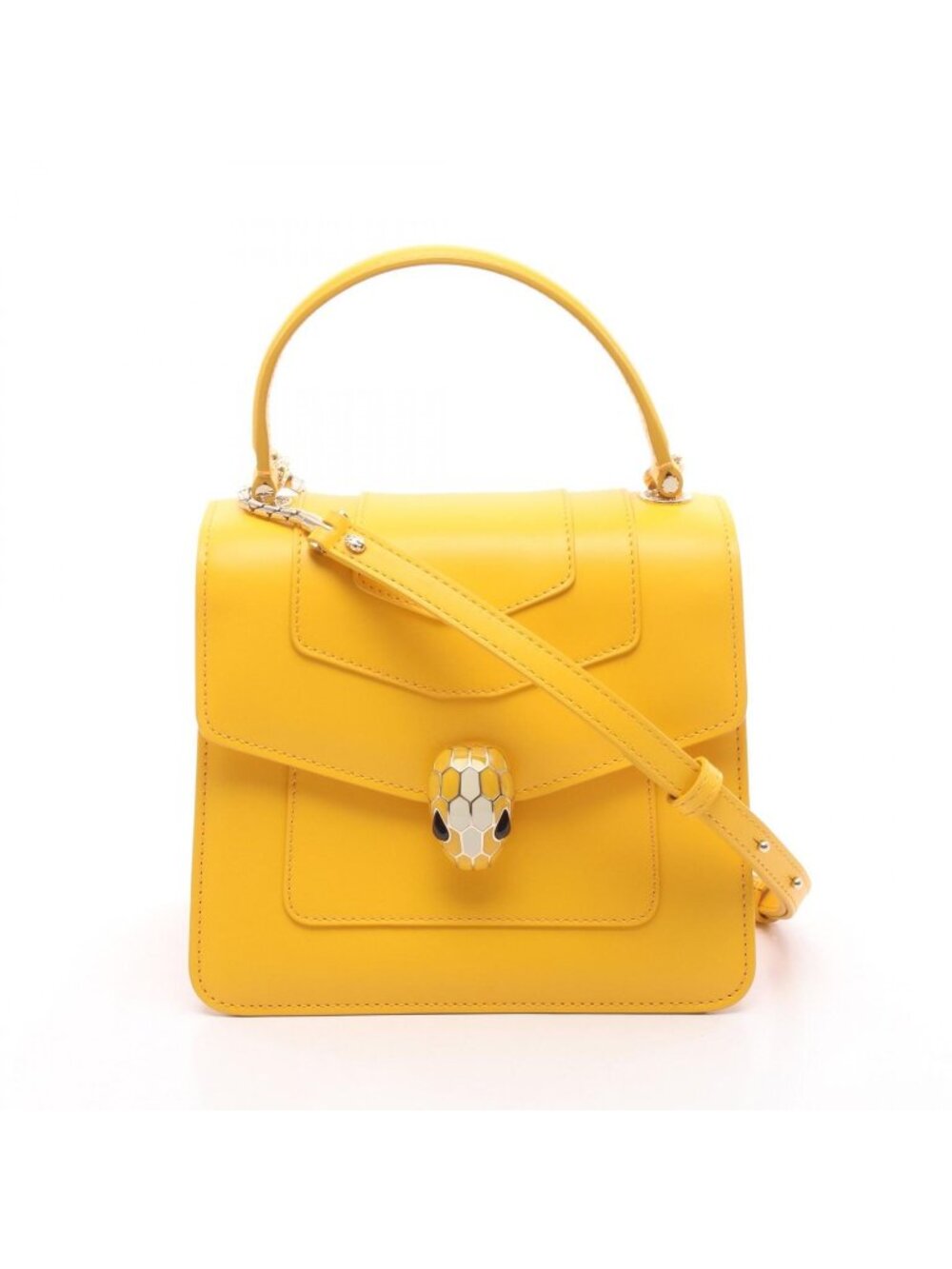 Bvlgari Handbag Serpenti Forever Top Handle 2-Way Yellow Leather Bag
